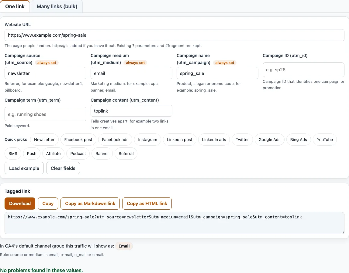 Utm builder example