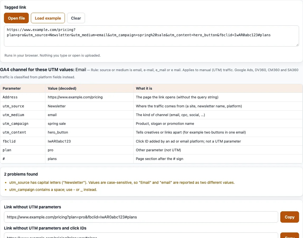 Utm link example